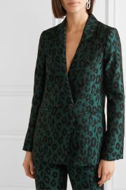 Anine Bing - Madeleine double-breasted leopard-jacquard blazer at Net A Porter